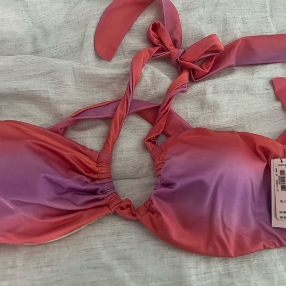 VICTORIA'S SECRET  Twist Multiway Halter Bikini Top Size XL NWT Purple Orange - Picture 4 of 5